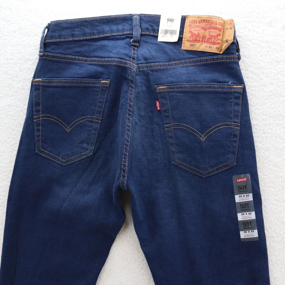 Levis 501 Jeans Mens 30x32 Blue Original Button Fly Stretch Denim Grunge 90s Y2K